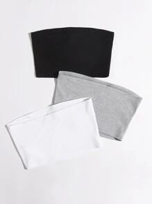 SHEIN EZwear 3 Pack Solid Crop Tube Top