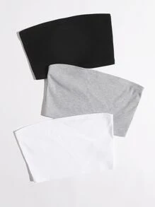 SHEIN EZwear 3 Pack Solid Crop Tube Top