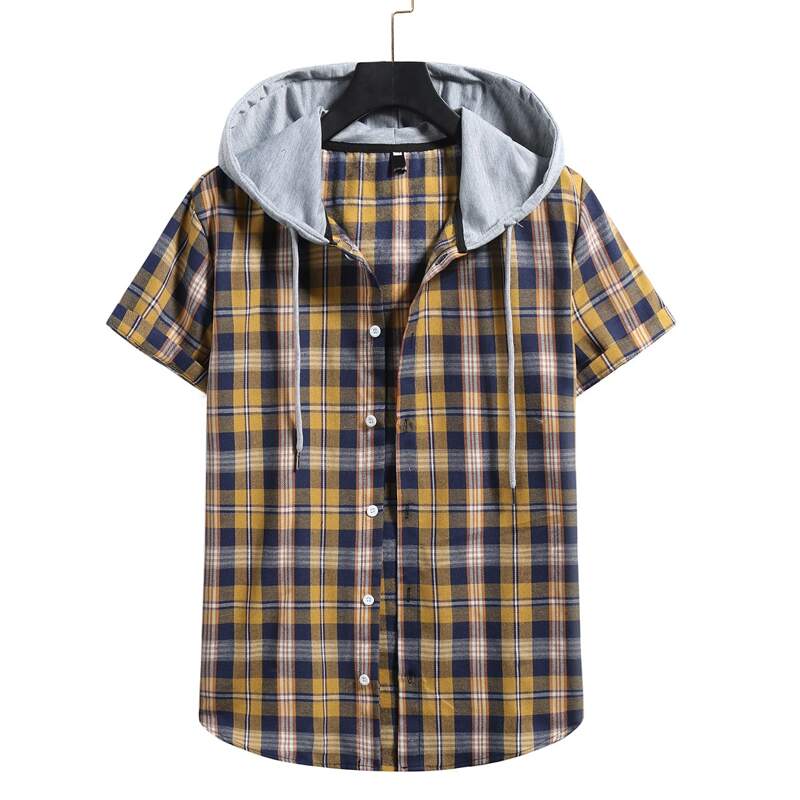 

Guys Plaid Button Front Hooded Shirt, Multicolor