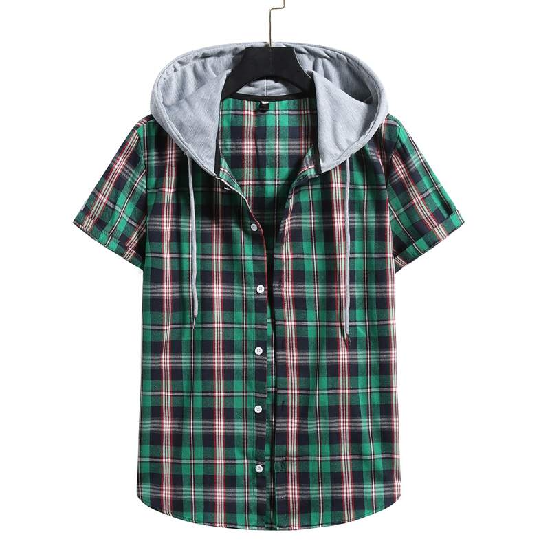 

Guys Plaid Button Front Hooded Shirt, Multicolor
