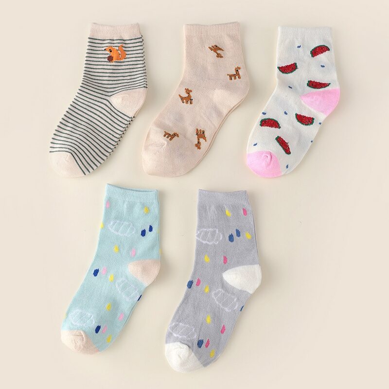 

5pairs Cartoon Crew Socks, Multicolor