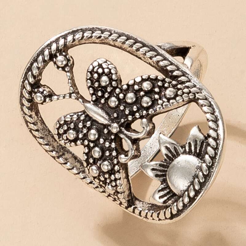 

Hollow Out Butterfly Ring, Silver
