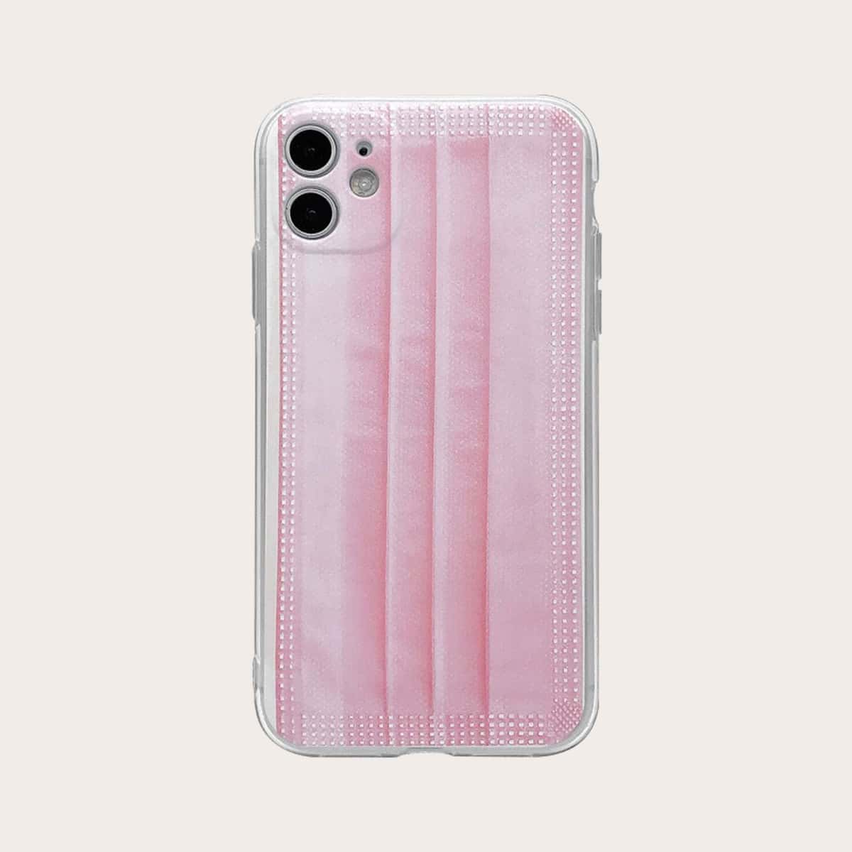 

Mask Print iPhone Case, Pink