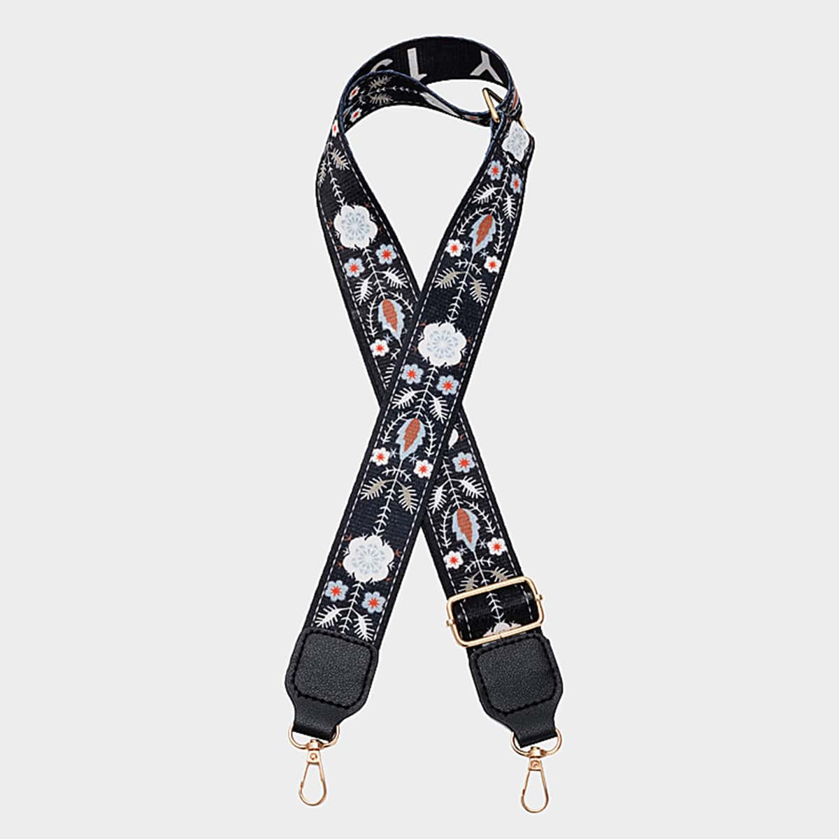 

Floral Bag Strap, Black