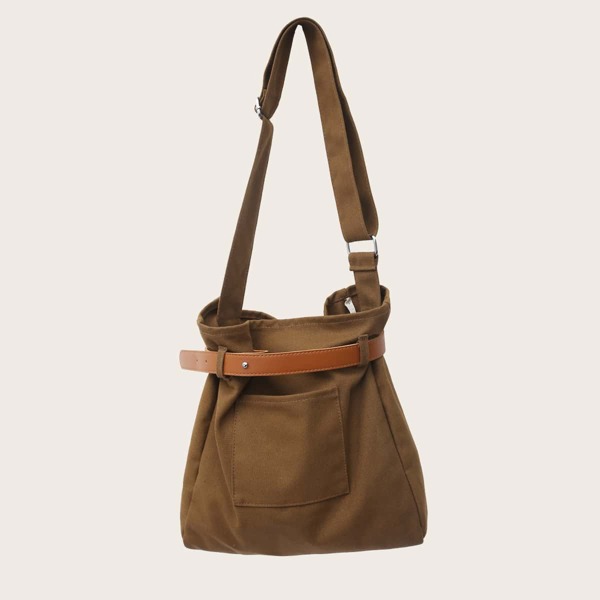 

Canvas Crossbody Bag With Belt, Brown