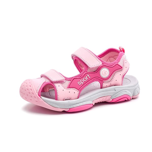 

Girls Double Velcro Strap Sandals, Hot pink