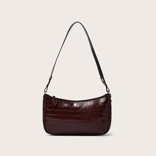 

Croc Embossed Baguette Bag, Brown