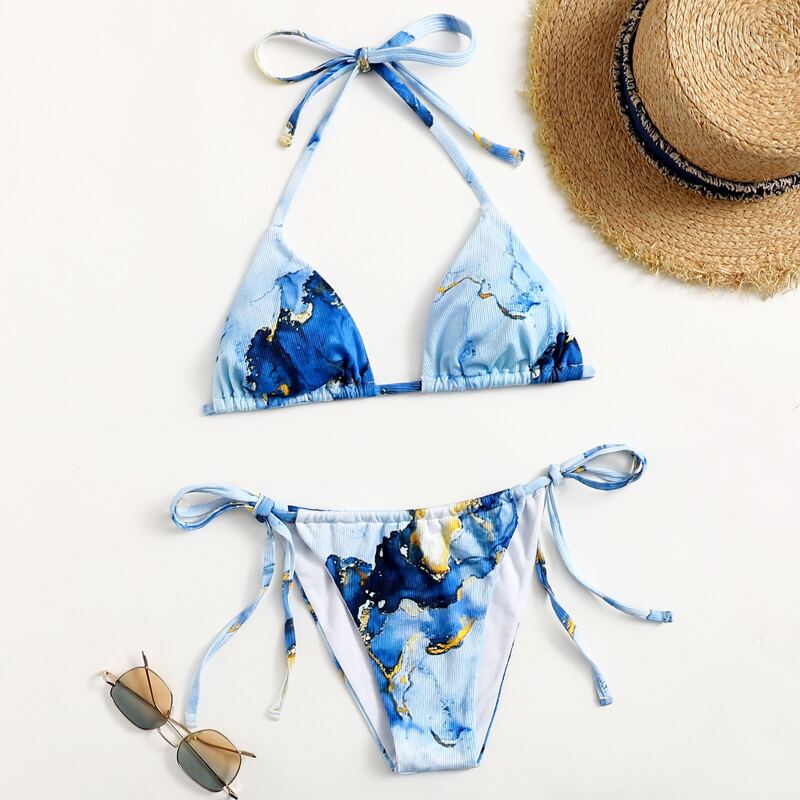 

Tie Dye Tie Side Bikini Swimsuit, Multicolor