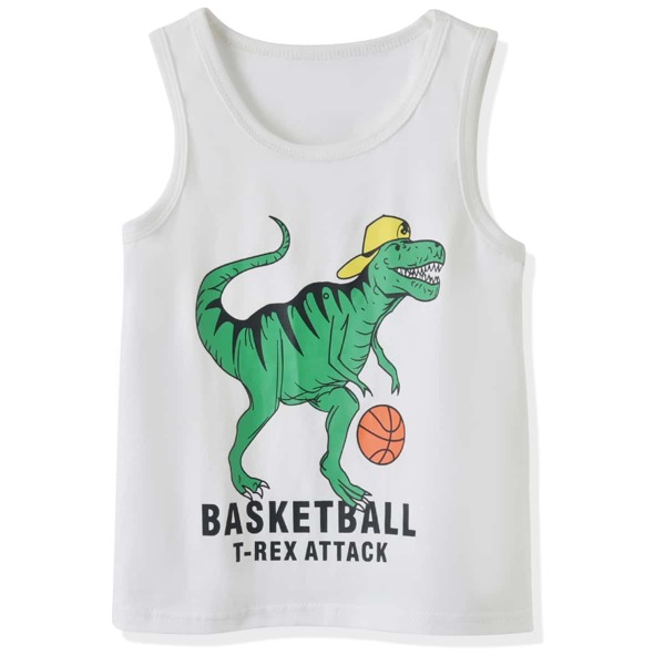 

Toddler Boys Letter & Dinosaur Print Tank Top, White