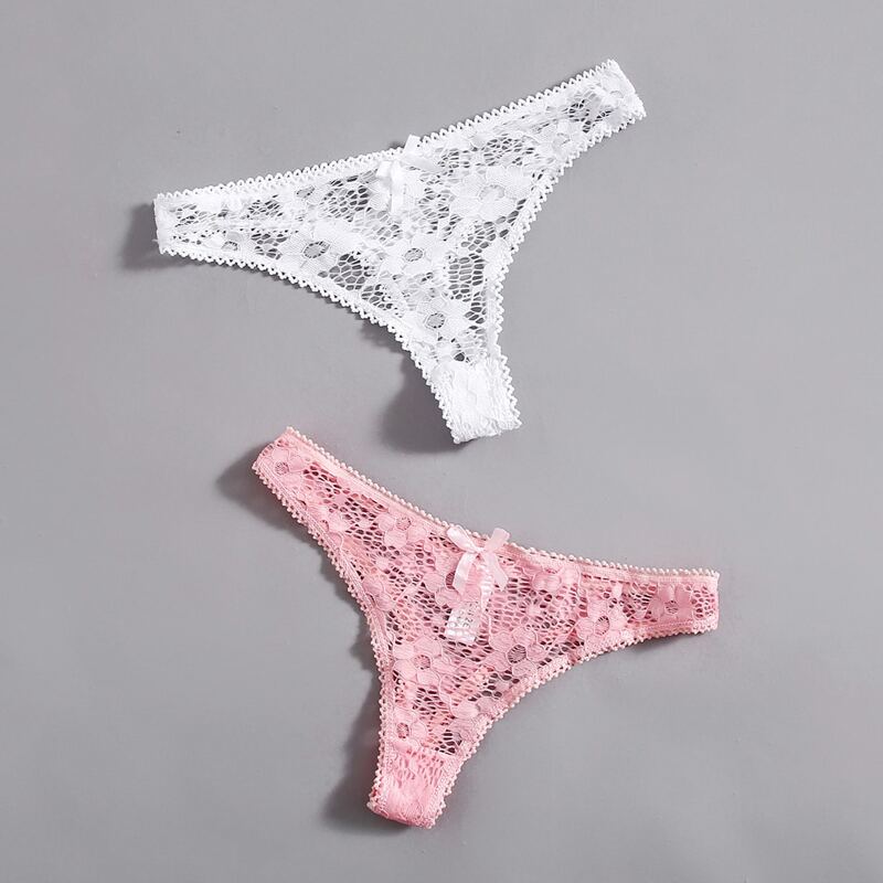 

2pack Floral Lace Bow Panty Set, Multicolor