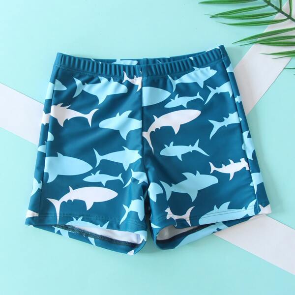 

Boys Shark Print Swim Trunks, Multicolor