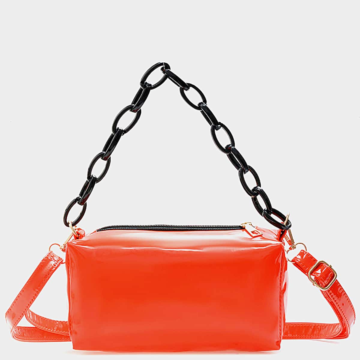 

Colorblock Chain Satchel Bag, Orange