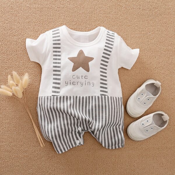 

Baby Boy Star & Letter Graphic Striped Romper, Multicolor