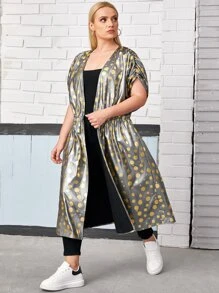 SHEIN Abrigo con fruncido de lunares - Multicolor - Ver 1