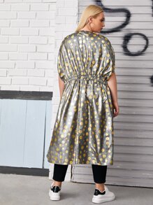 SHEIN Abrigo con fruncido de lunares - Multicolor - Ver 2