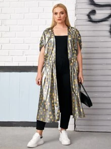 SHEIN Abrigo con fruncido de lunares - Multicolor - Ver 4