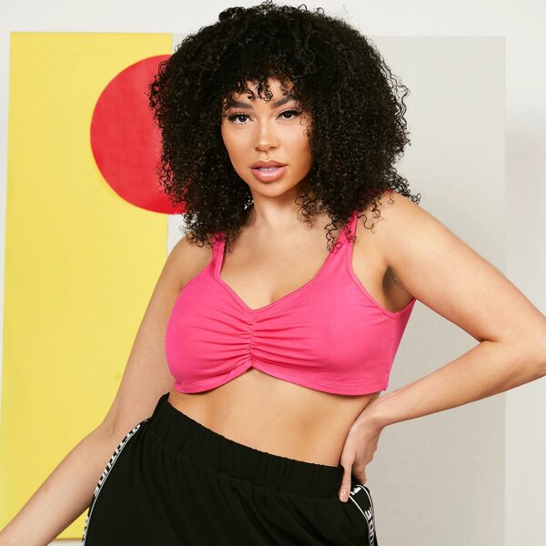 

Plus Solid Ruched Tank Top, Pink