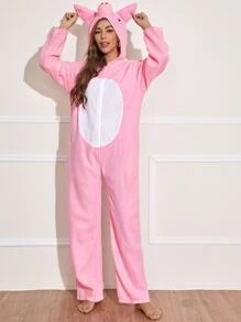 Traje de cerdo con cremallera delantera - Rosa Pálido - Ver 5