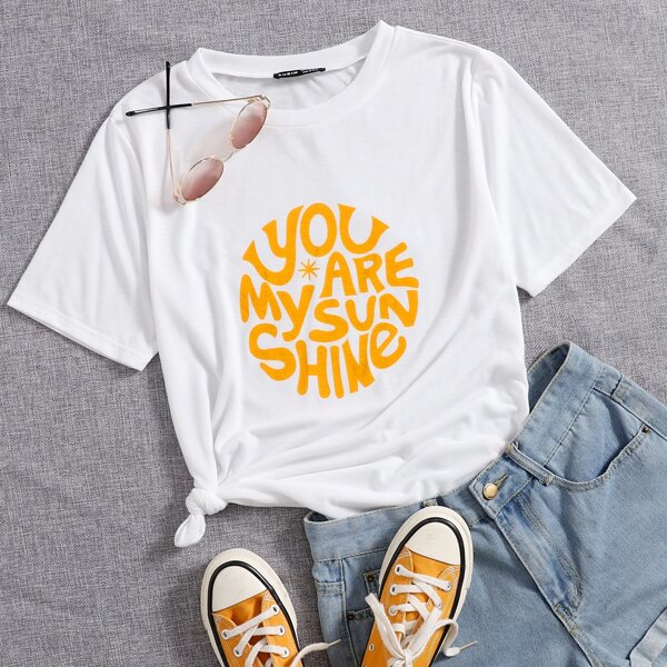 

Slogan Graphic Round Neck Tee, White