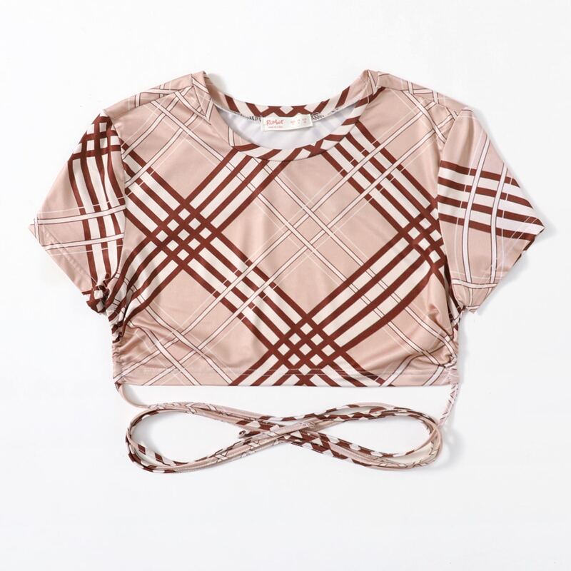 

Criss Cross Plaid Crop Top, Multicolor