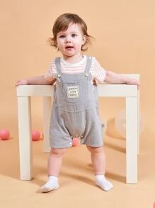 Peninsula Baby 嬰兒男女通用字母貼布前口袋條紋背帶短褲