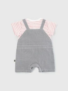 Peninsula Baby 嬰兒男女通用字母貼布前口袋條紋背帶短褲