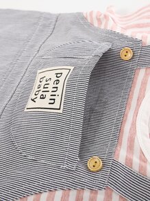 Peninsula Baby 嬰兒男女通用字母貼布前口袋條紋背帶短褲