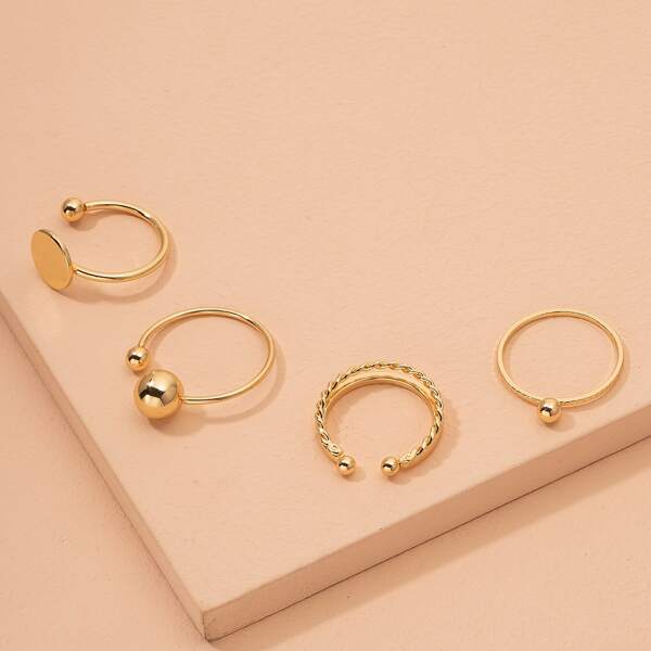 

4pcs Round Ball Decor Ring, Gold