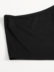 Soleia One Shoulder Top & Floral Belted Shorts Set - Black - View 3