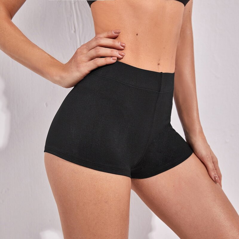 

Solid Skinny Sports Shorts, Black