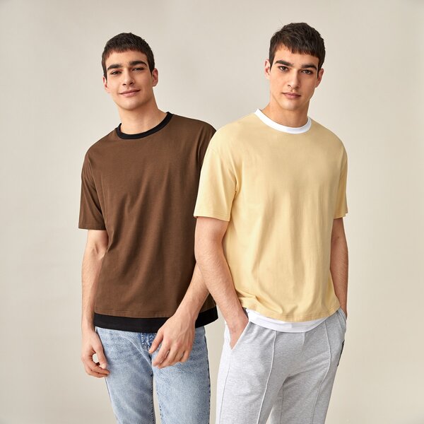 

Men 2 Pack Contrast Binding Tee, Multicolor