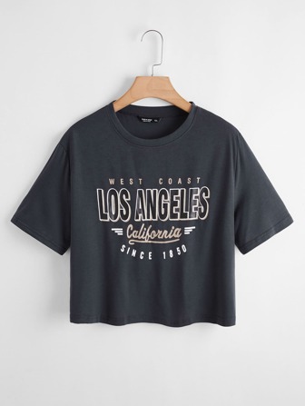 Crop T-Shirt mit Buchstaben Grafik