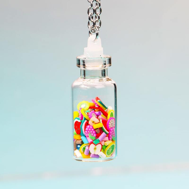 

Fruit Bottle Pendant Necklace, Multicolor