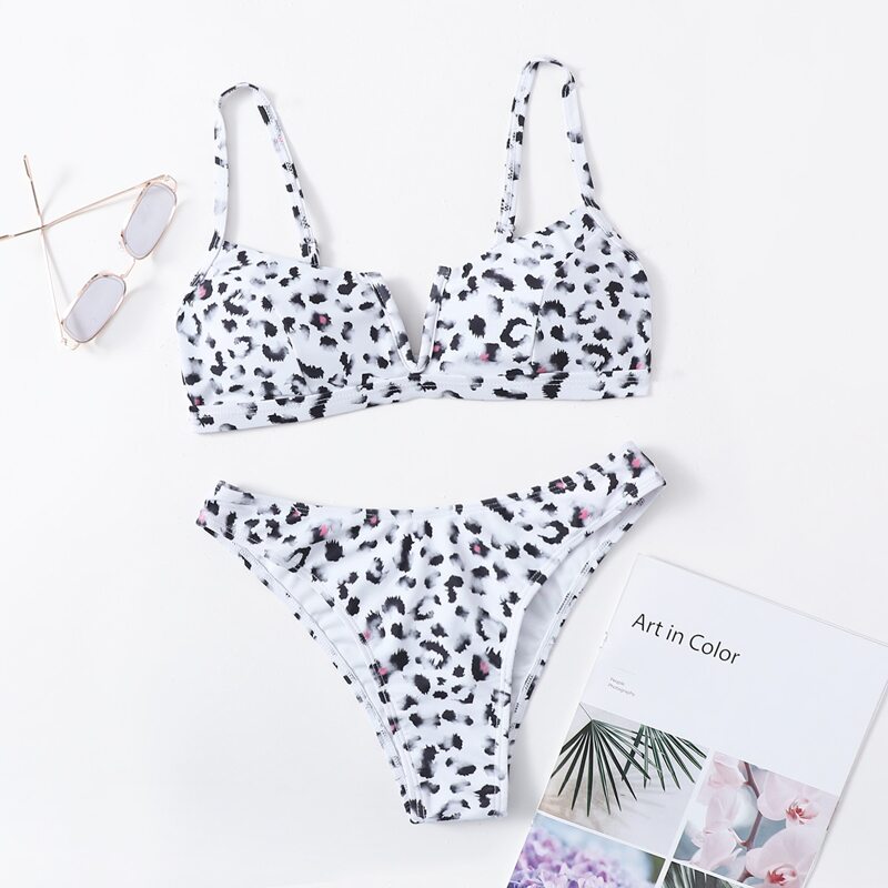 

Leopard V-wired Bikini Swimsuit, Multicolor