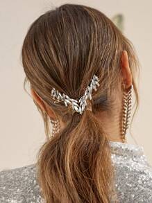 SHEIN Belle Rhinestone Decor Hair Clip - Silver - View 1