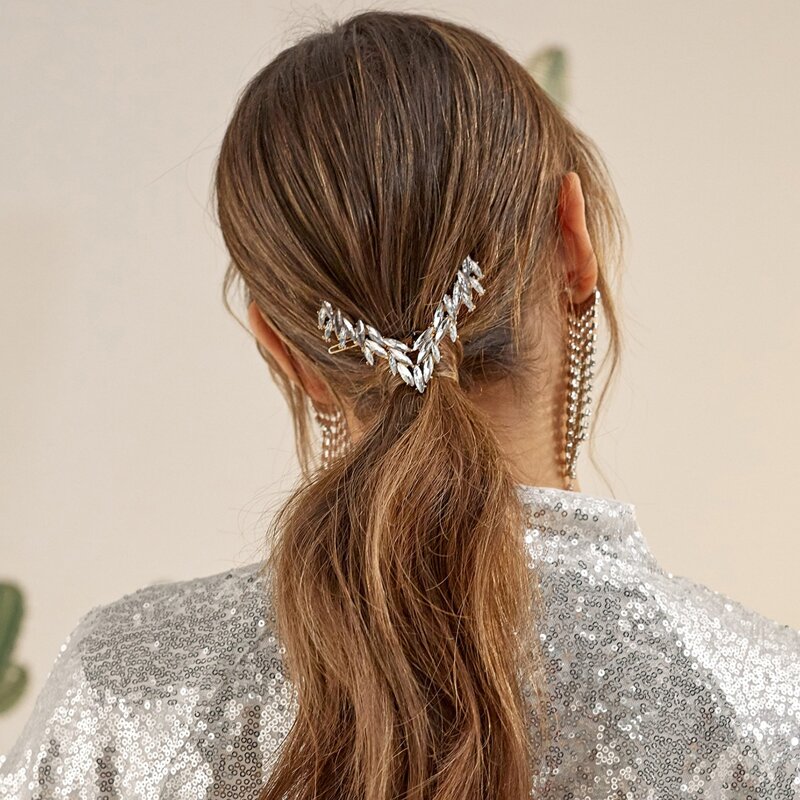 

Rhinestone Decor Hair Clip, Silver
