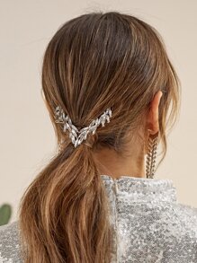 SHEIN Belle Rhinestone Decor Hair Clip - Silver - View 5