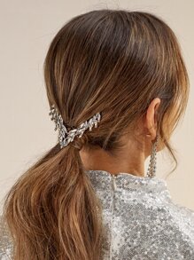 SHEIN Belle Rhinestone Decor Hair Clip - Silver - View 6