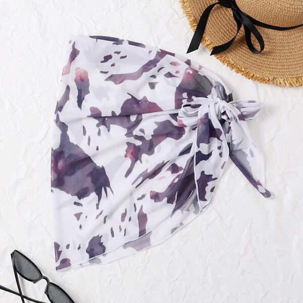 

Cow Pattern Knot Waist Cover Up, Multicolor