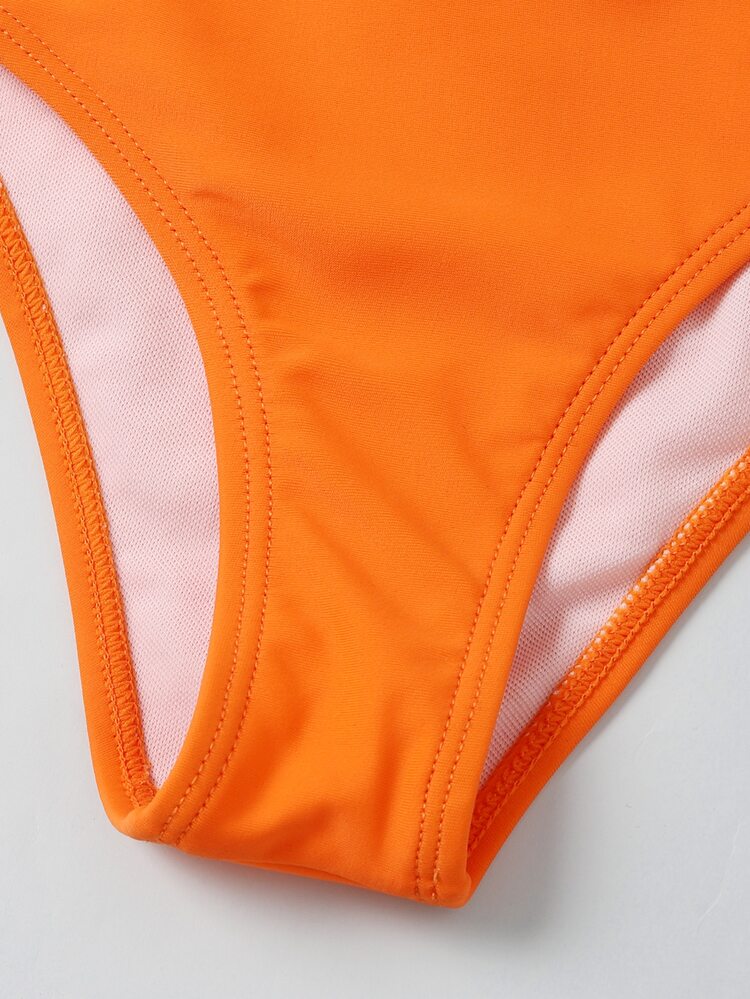 Girls Cut-out One Piece Swimsuit - Orange - View 5