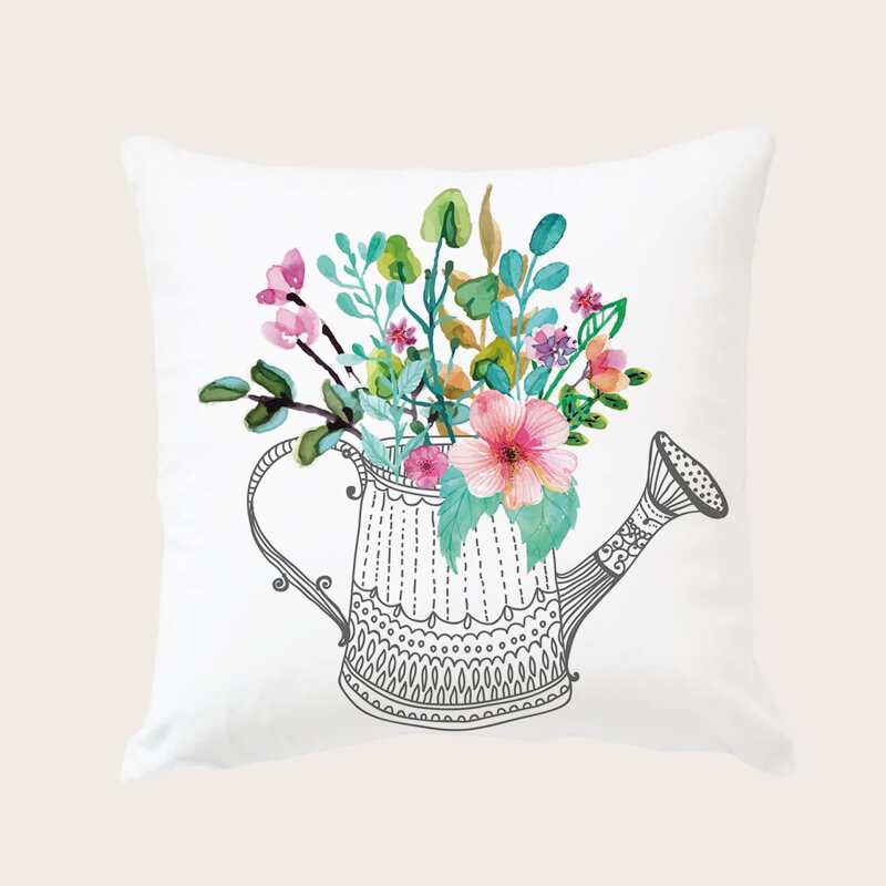 

Flower Print Cushion Cover Without Filler, Multicolor
