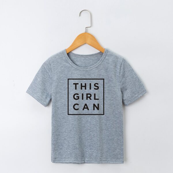 

Girls Slogan Graphic Tee, Grey