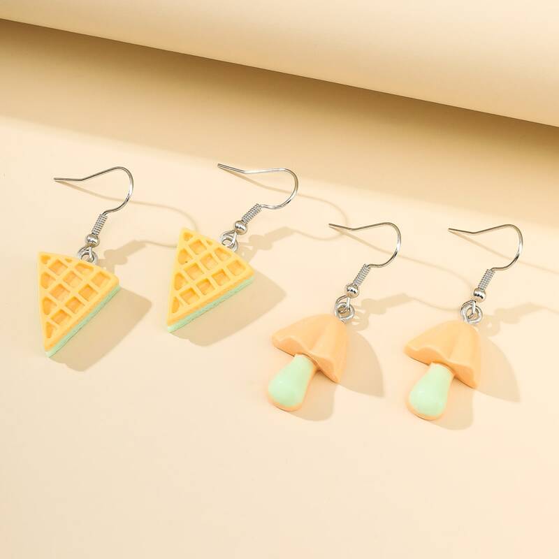 

2pairs Cartoon Drop Earrings, Multicolor