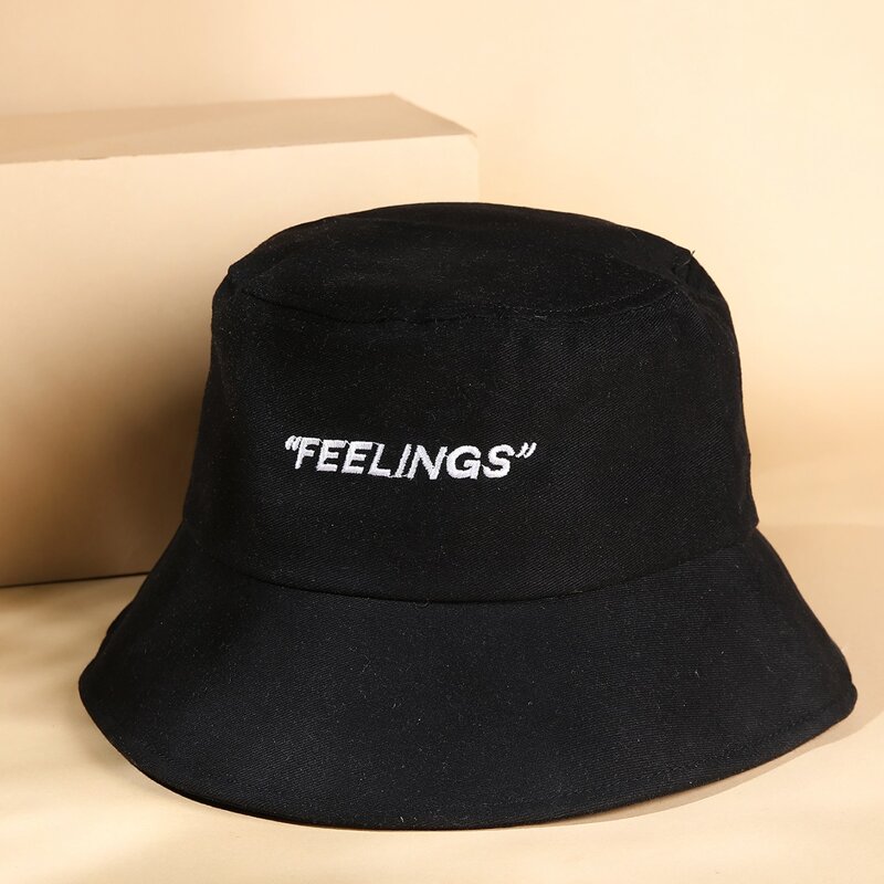 

Letter Embroidery Bucket Hat, Black