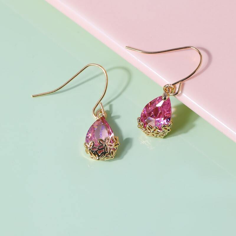 

Water Drop Earrings, Pink
