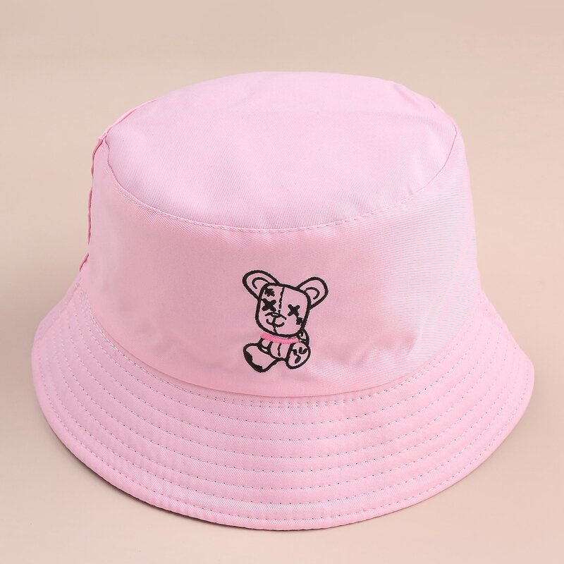 

Reversible Cartoon Embroidery Bucket Hat, Pink