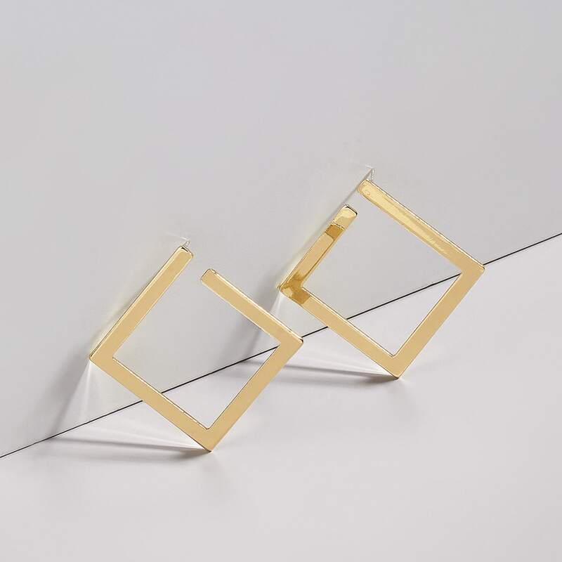 

Geo Drop Earrings, Gold