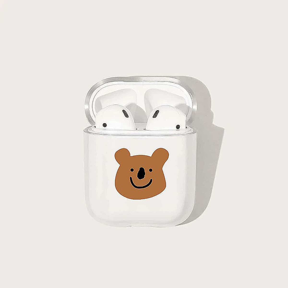

Cartoon Print Airpods Case, Clear