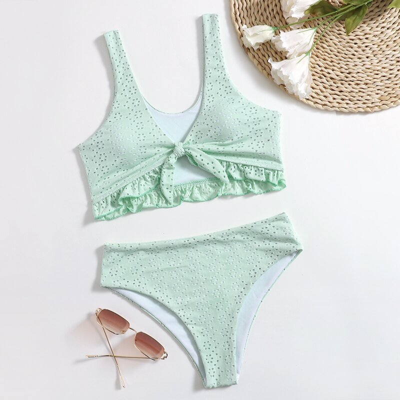 

Schiffy Frill Trim Bikini Swimsuit, Mint green