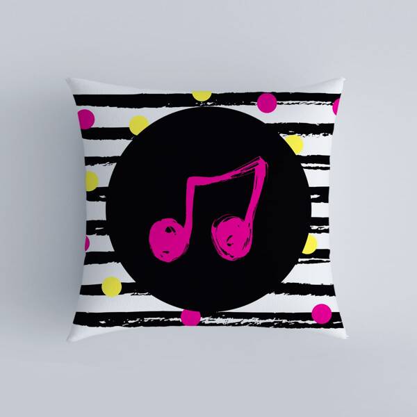 

Music Note Print Cushion Cover Without Filler, Multicolor